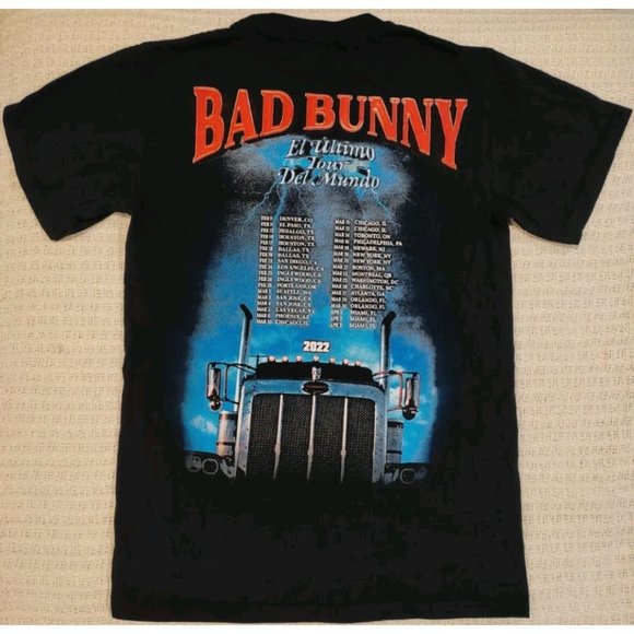 Bad Bunny El Ultimo Tour Del Mundo Tour Shirt Merch Double Sided Small S 2022 - Picture 1 of 3